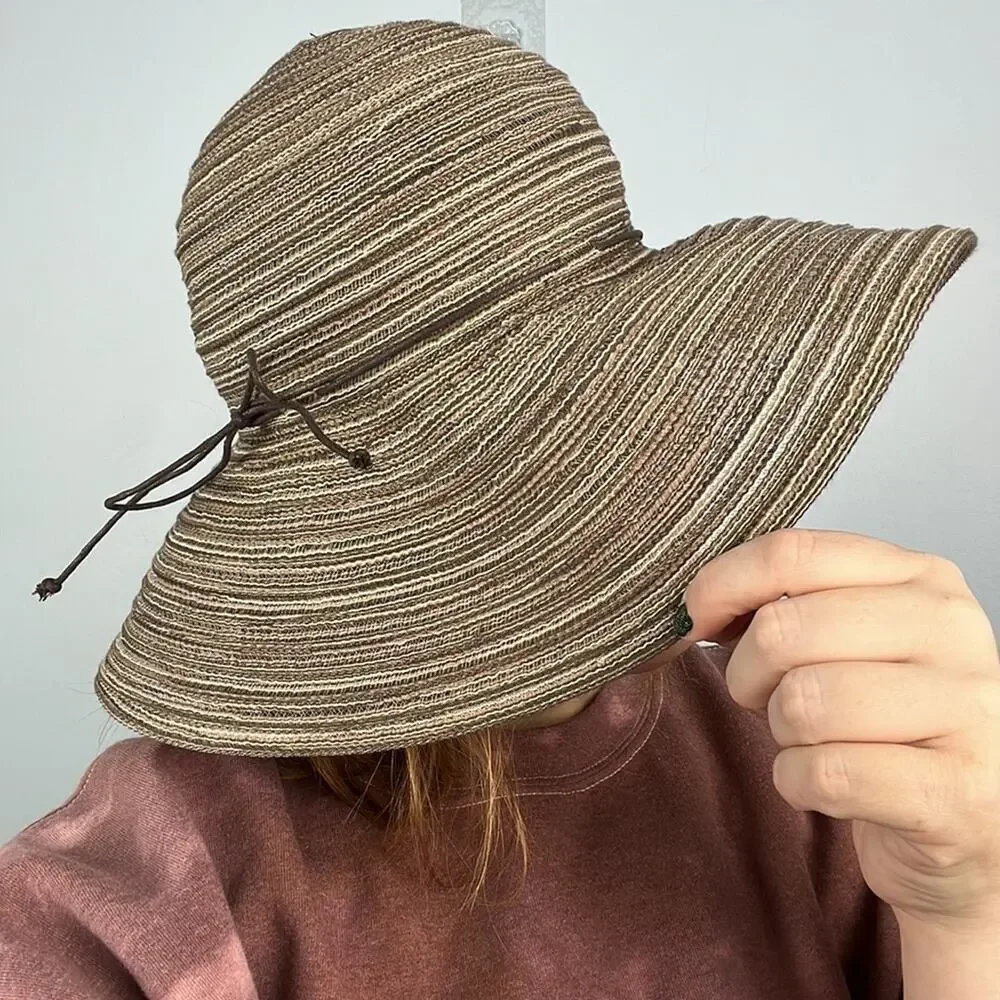 Women’s neutral floppy woven sun hat - Picture 7 of 7
